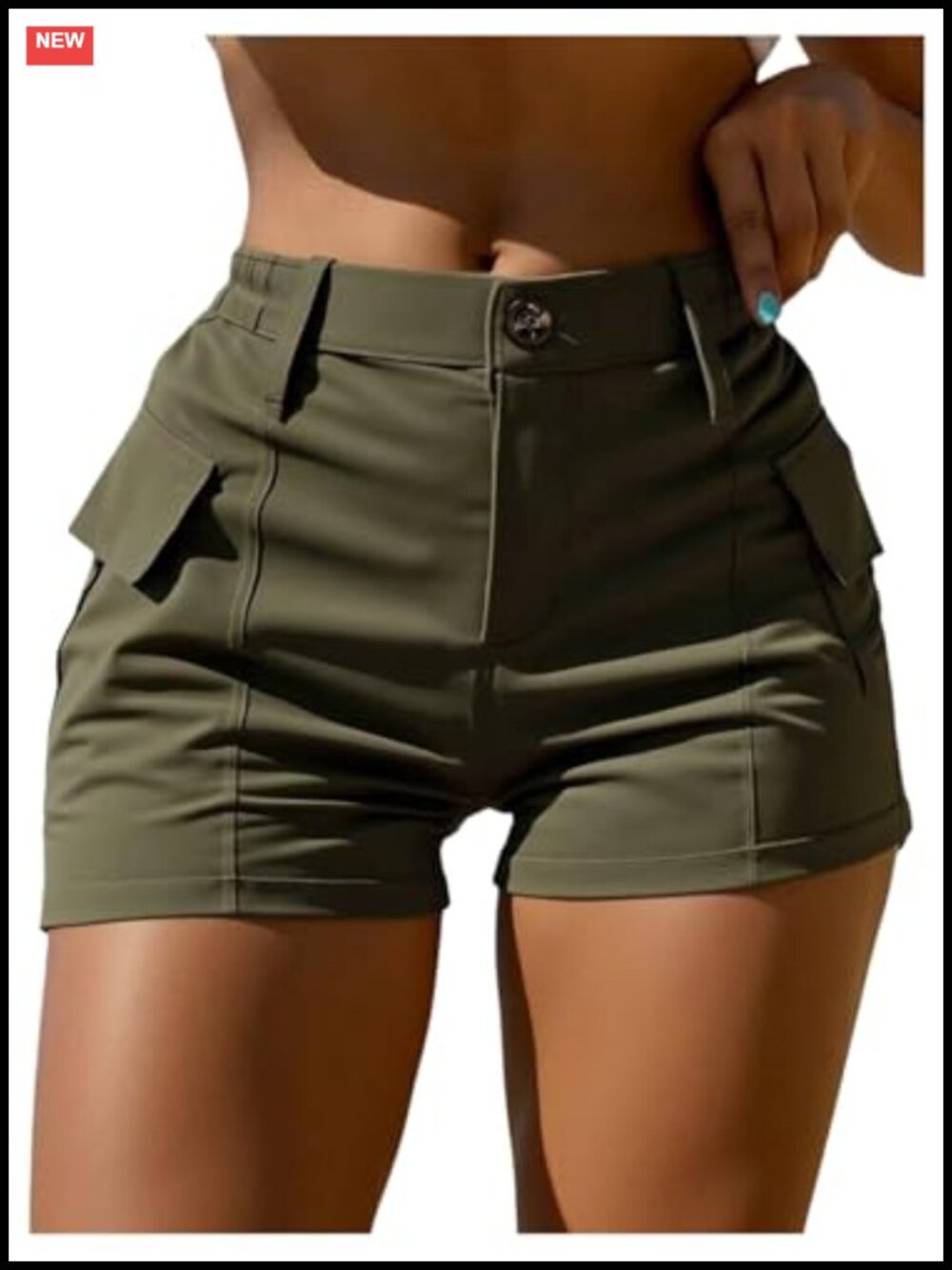 Women's High Waisted Cargo Shorts Polyester Blend Pockets Streetwear Casual